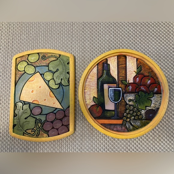 Set of Rustic Cheese Serving Dish/Tray/Cutting Board and Dome With Knifes - Picture 2 of 6